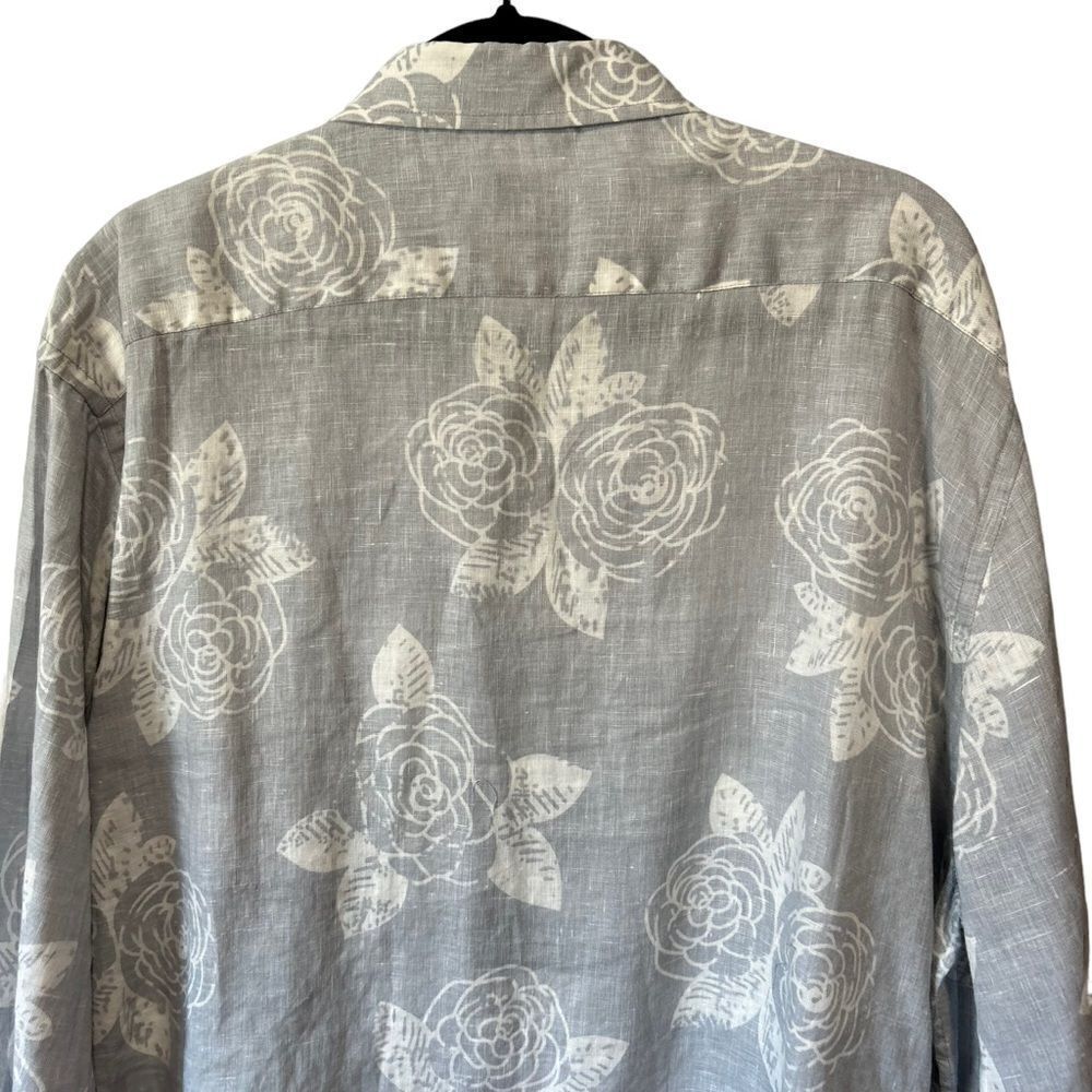 Blue By Saks Fifth Avenue Floral Linen Long Sleeved Slim Fit Button Down Shirt — image 4 of 8